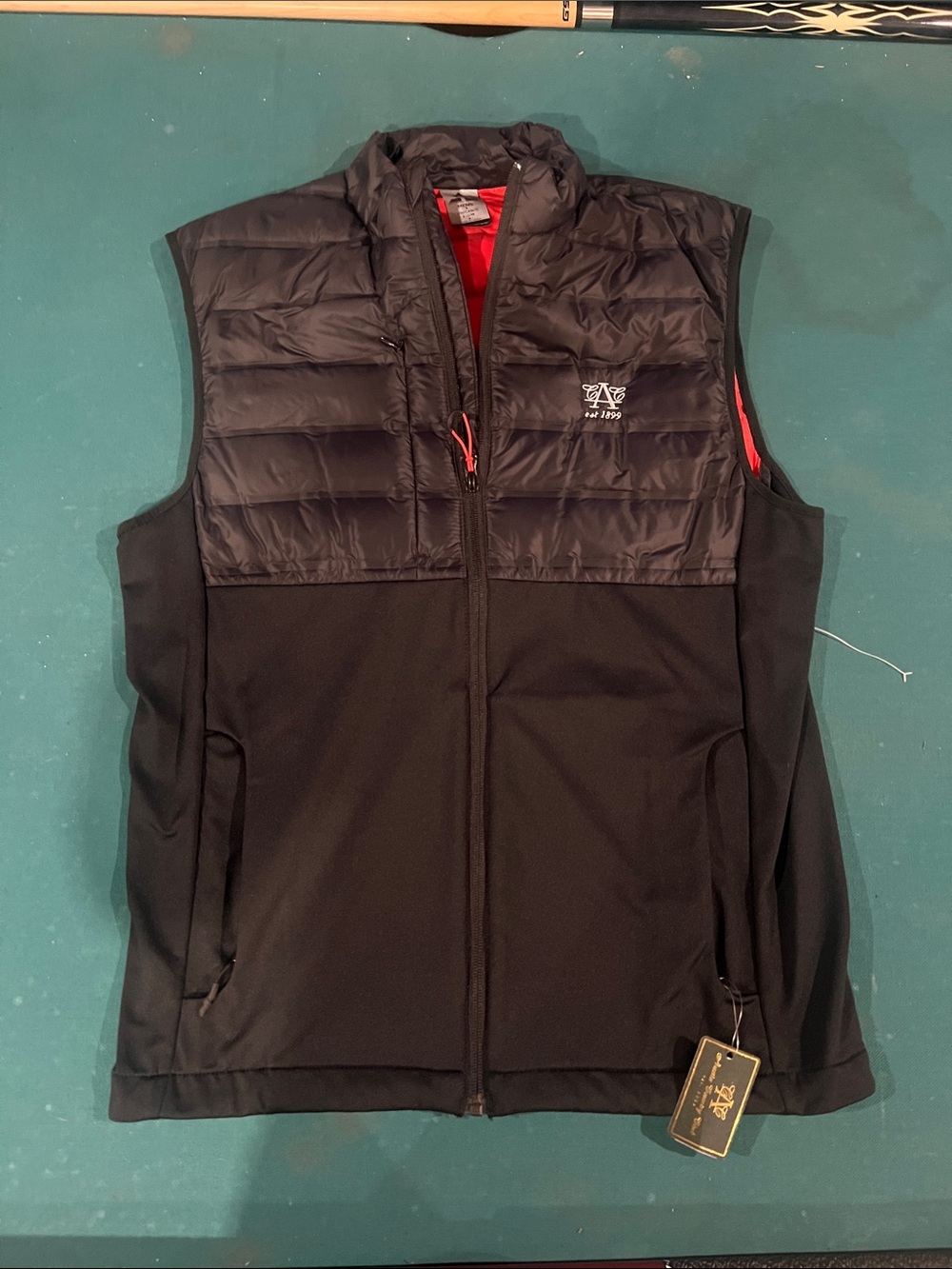 Men's Quilted Hybrid Vest with Red Lining